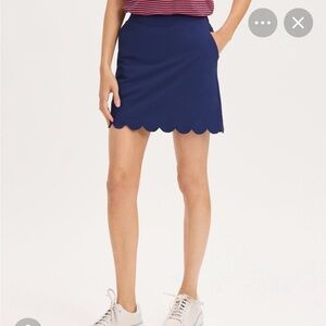 Renwick Women's Navy Scallop Hem Mini Skirt Large NWOT